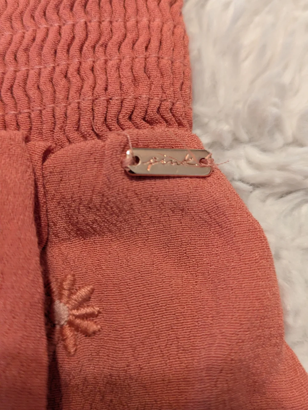 PINK Victoria's Secret Coral Smocked-Waist Embroidered Shorts